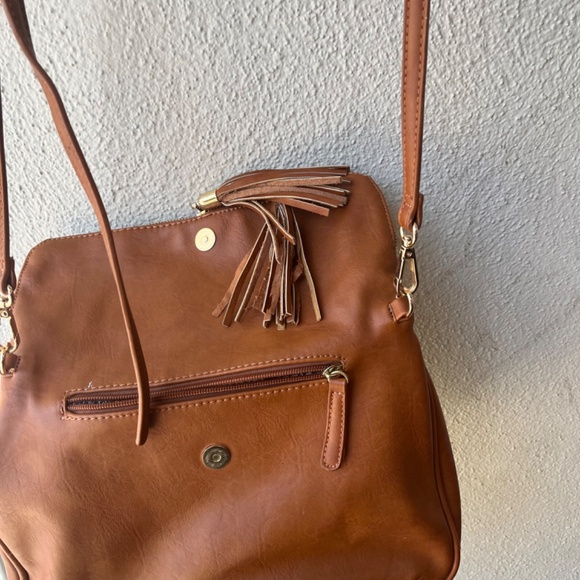 crossbody purse - cognac color - faux leather - Picture 3 of 6